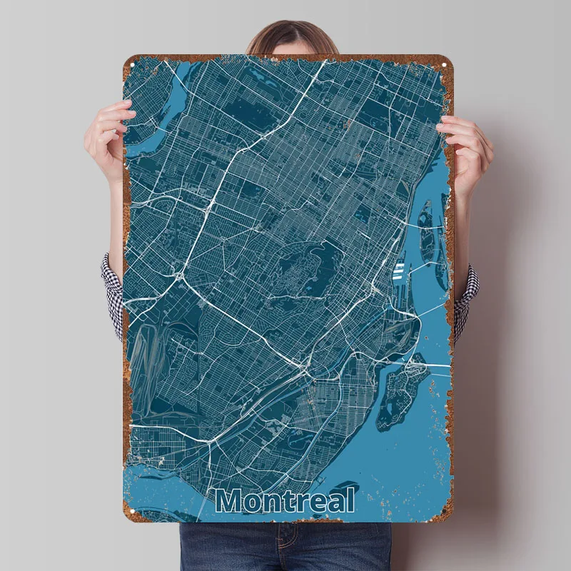 Retro Gaming Montreal - Poster della Mappa di Montreal, Targhe